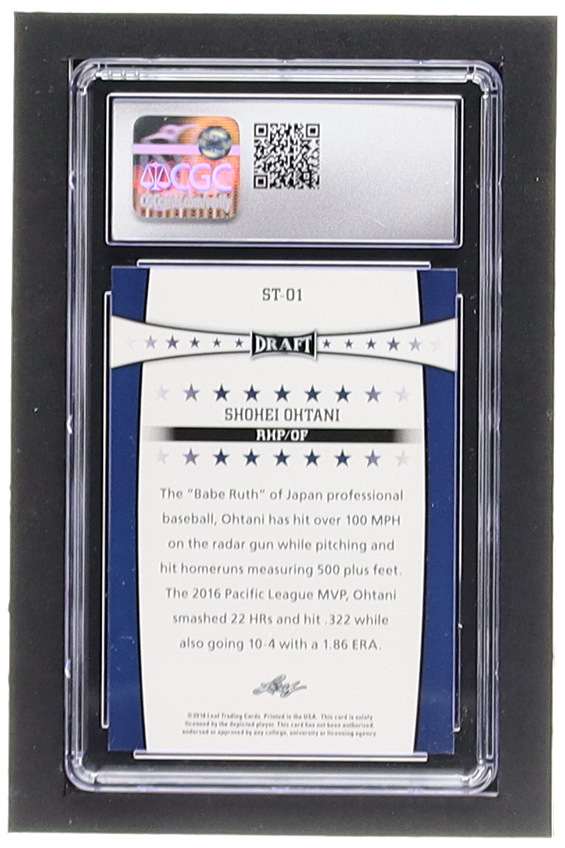 Shohei Ohtani 2018 Leaf Ohtani Draft Stars #ST01 RC (CGC 9) at PristineAuction.com Shohei Ohtani 2018 Leaf Ohtani Draft Stars #ST01 RC (CGC 9) at PristineAuction.com