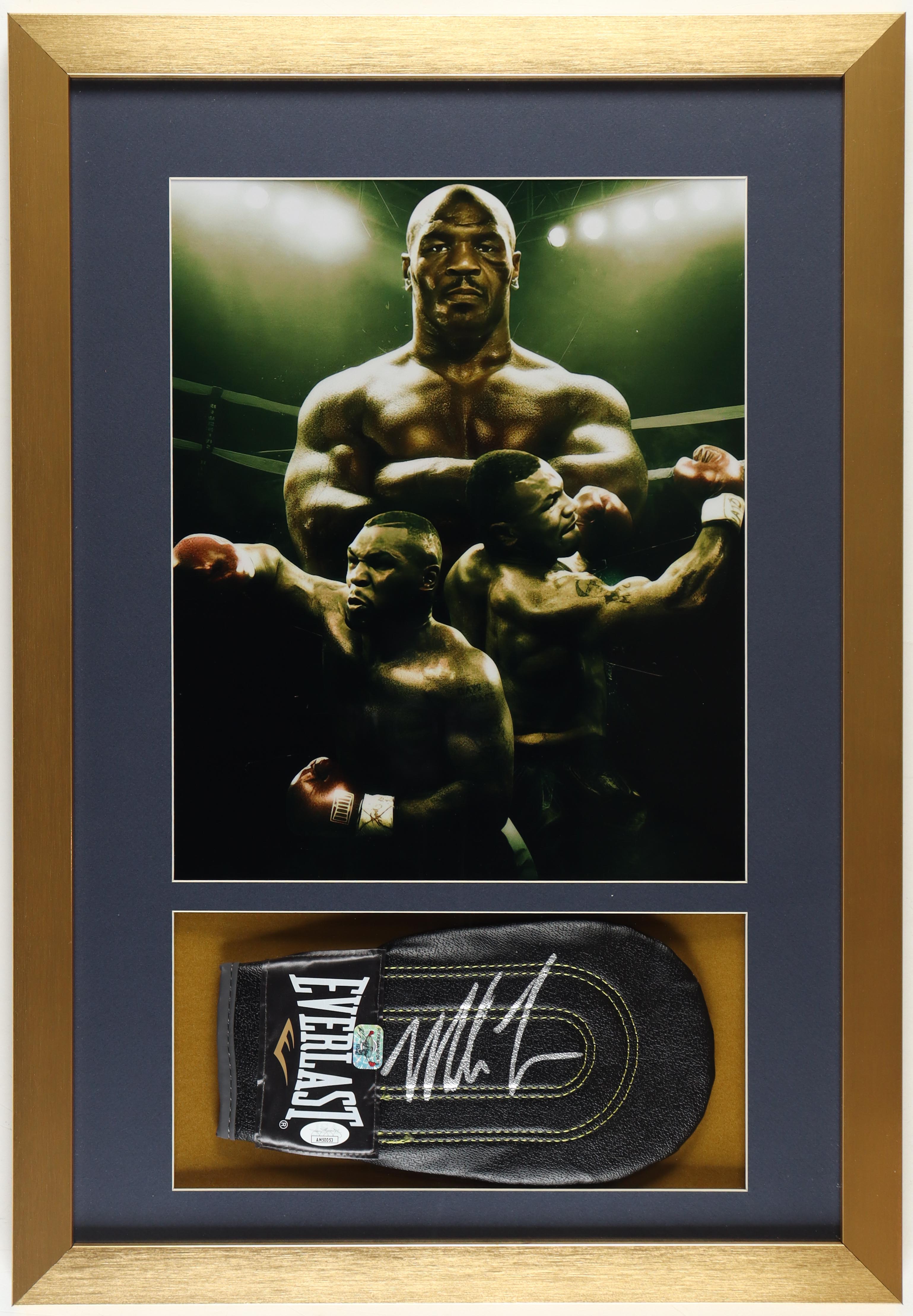 Mike Tyson Signed Custom Framed Everlast Sparring Glove Display With Art Print (JSA & Tyson) at PristineAuction.com Mike Tyson Signed Custom Framed Everlast Sparring Glove Display With Art Print (JSA & Tyson) at PristineAuction.com