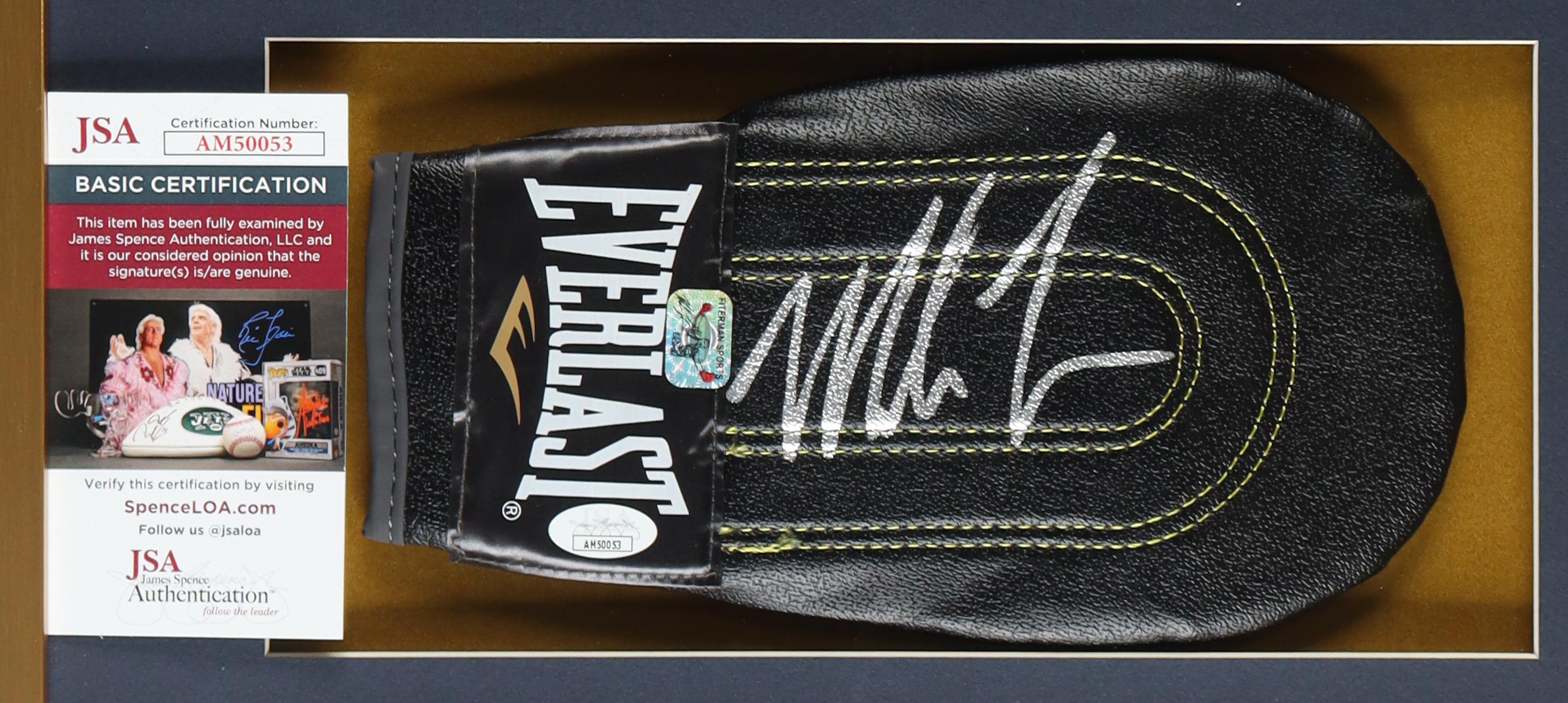 Mike Tyson Signed Custom Framed Everlast Sparring Glove Display With Art Print (JSA & Tyson) at PristineAuction.com Mike Tyson Signed Custom Framed Everlast Sparring Glove Display With Art Print (JSA & Tyson) at PristineAuction.com