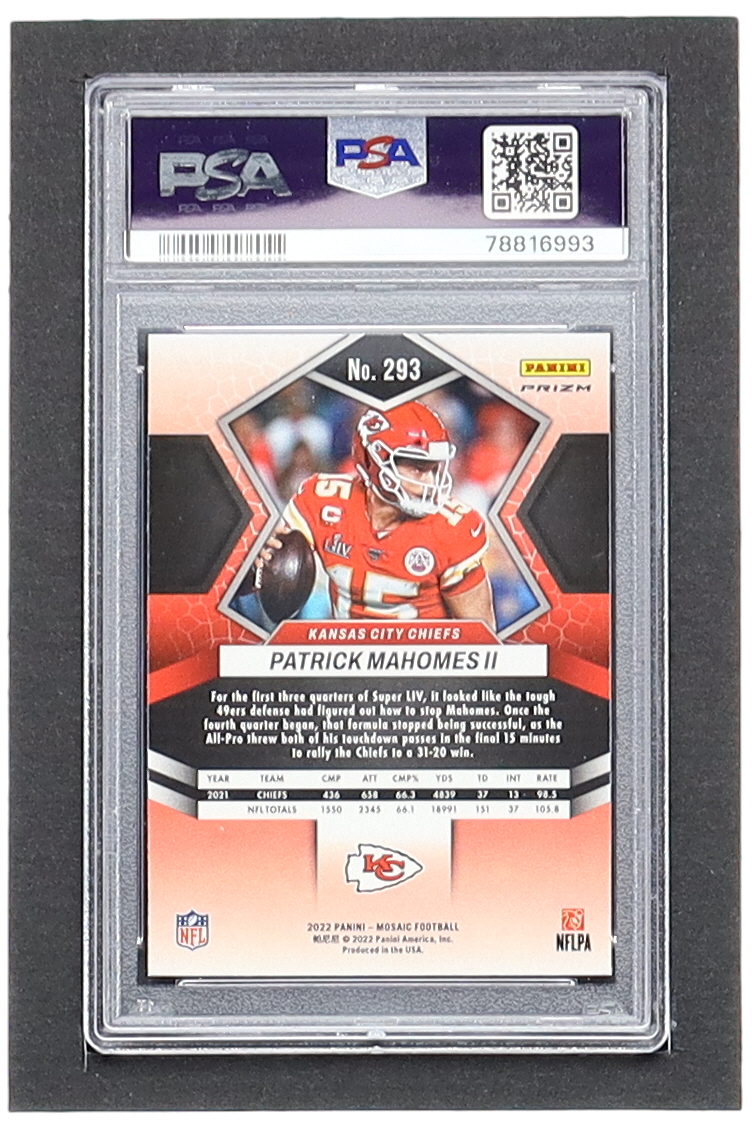 Patrick Mahomes II 2022 Panini Mosaic Mosaic Green #293 MVP (PSA 10) at PristineAuction.com Patrick Mahomes II 2022 Panini Mosaic Mosaic Green #293 MVP (PSA 10) at PristineAuction.com
