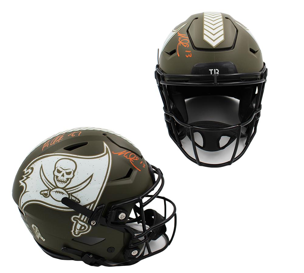 Rob Gronkowski & Mike Evans Signed Buccaneers Full-Size On-Field Authentic Salute To Service Alternate Speed-Flex Helmet (Radtke) at PristineAuction.com Rob Gronkowski & Mike Evans Signed Buccaneers Full-Size On-Field Authentic Salute To Service Alternate Speed-Flex Helmet (Radtke) at PristineAuction.com