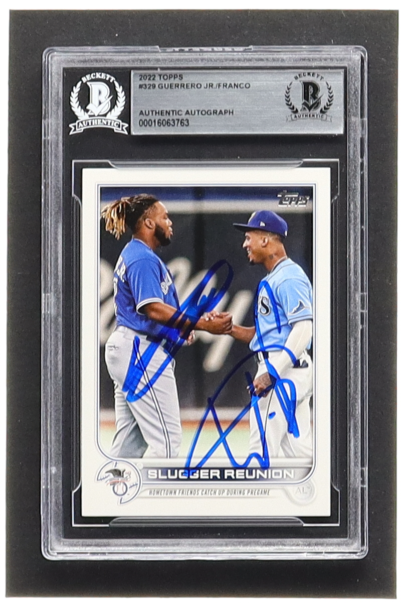 Wander Franco & Vladimir Guerrero Jr. Signed 2022 Topps #329 Slugger Reunion (BGS) at PristineAuction.com Wander Franco & Vladimir Guerrero Jr. Signed 2022 Topps #329 Slugger Reunion (BGS) at PristineAuction.com