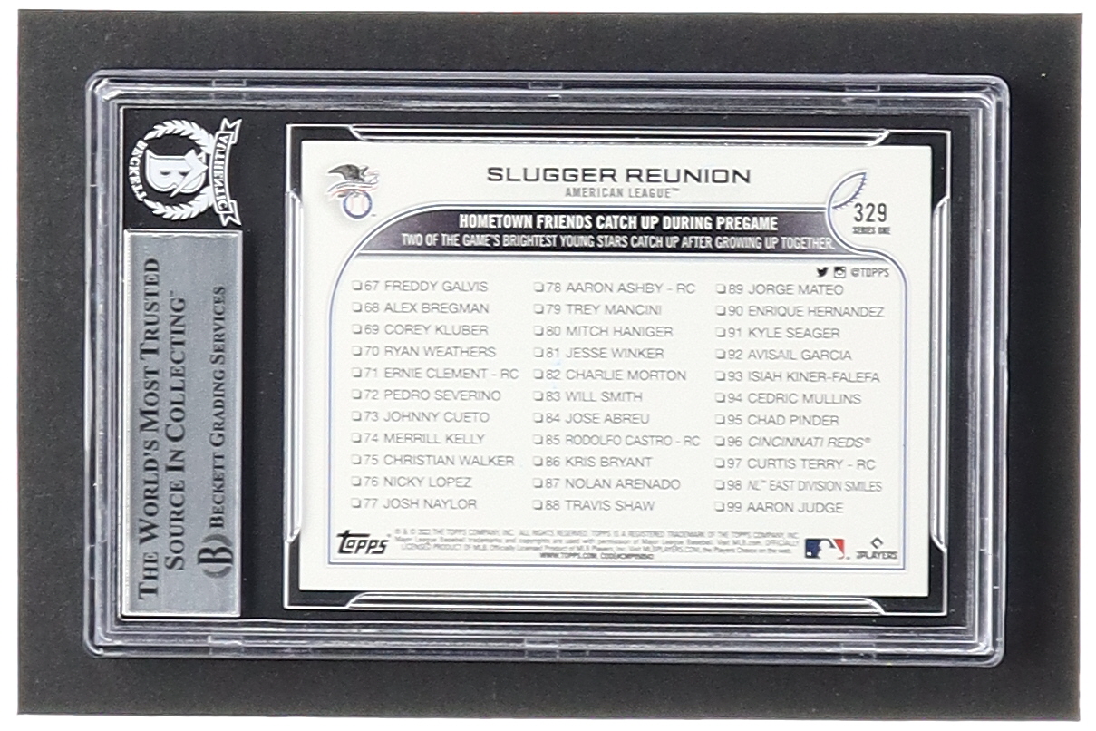 Wander Franco & Vladimir Guerrero Jr. Signed 2022 Topps #329 Slugger Reunion (BGS) at PristineAuction.com Wander Franco & Vladimir Guerrero Jr. Signed 2022 Topps #329 Slugger Reunion (BGS) at PristineAuction.com