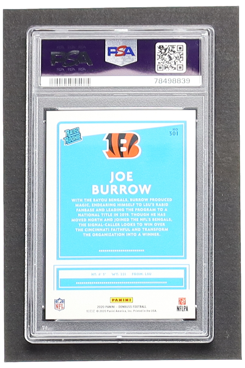 Joe Burrow 2020 Donruss #301 RR RC (PSA 10) at PristineAuction.com Joe Burrow 2020 Donruss #301 RR RC (PSA 10) at PristineAuction.com