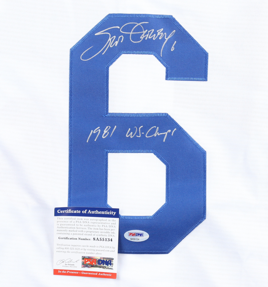 Steve Garvey Signed Jersey Inscribed "1981 WS Champs" (PSA) at PristineAuction.com Steve Garvey Signed Jersey Inscribed "1981 WS Champs" (PSA) at PristineAuction.com