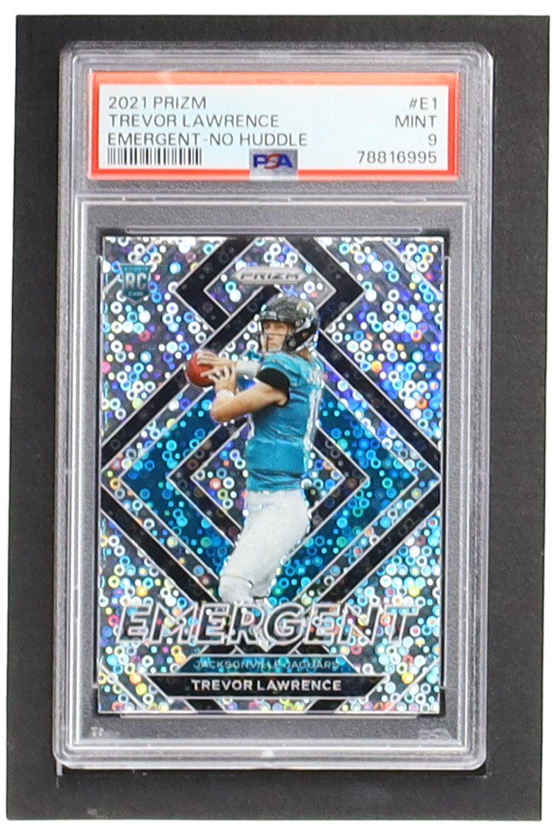 Trevor Lawrence 2021 Panini Prizm Emergent Prizms No Huddle #1 RC (PSA 9) at PristineAuction.com Trevor Lawrence 2021 Panini Prizm Emergent Prizms No Huddle #1 RC (PSA 9) at PristineAuction.com