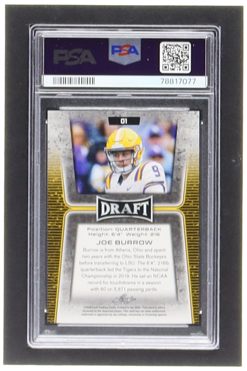 Joe Burrow 2020 Leaf Draft #1 RC (PSA 10) at PristineAuction.com Joe Burrow 2020 Leaf Draft #1 RC (PSA 10) at PristineAuction.com