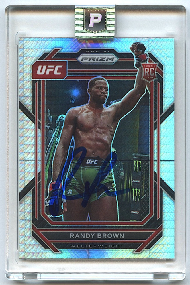 Randy Brown Signed 2023 Panini Prizm UFC #106 Prizms Hyper RC (PA Encapsulated)