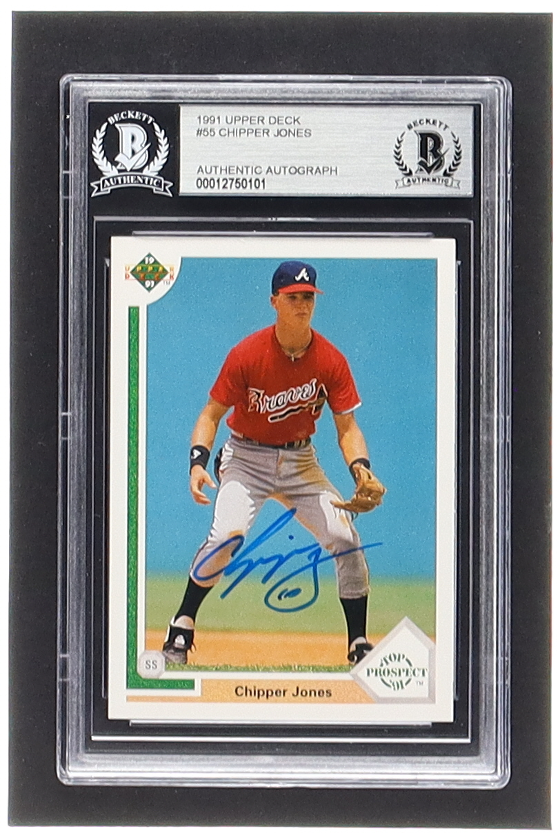 Chipper Jones Signed 1991 Upper Deck #55 RC (BGS) at PristineAuction.com Chipper Jones Signed 1991 Upper Deck #55 RC (BGS) at PristineAuction.com