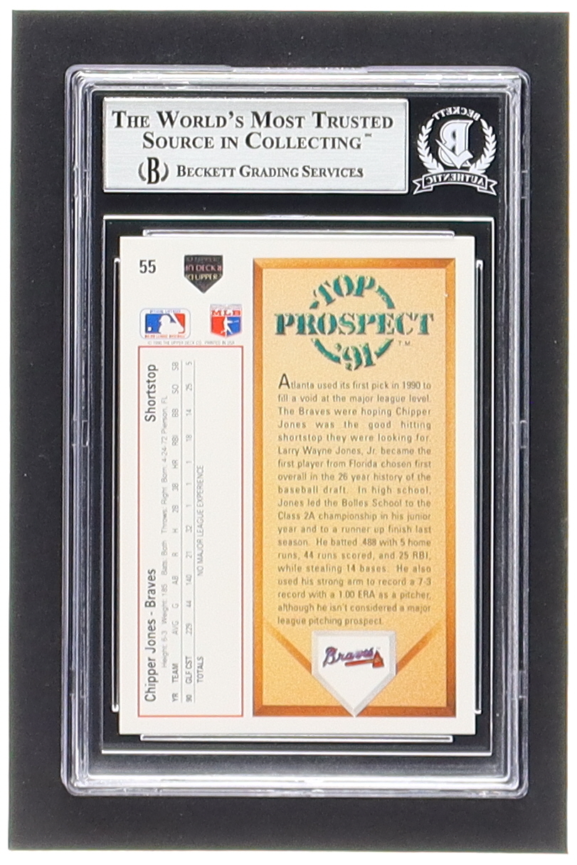 Chipper Jones Signed 1991 Upper Deck #55 RC (BGS) at PristineAuction.com Chipper Jones Signed 1991 Upper Deck #55 RC (BGS) at PristineAuction.com
