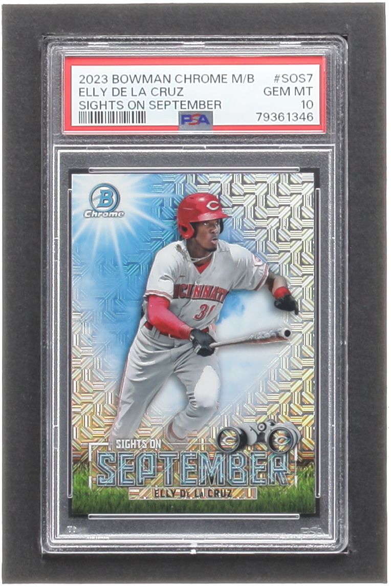 Elly De La Cruz 2023 Bowman Chrome Mega Box Sights on September #SOS7 RC (PSA 10) at PristineAuction.com Elly De La Cruz 2023 Bowman Chrome Mega Box Sights on September #SOS7 RC (PSA 10) at PristineAuction.com