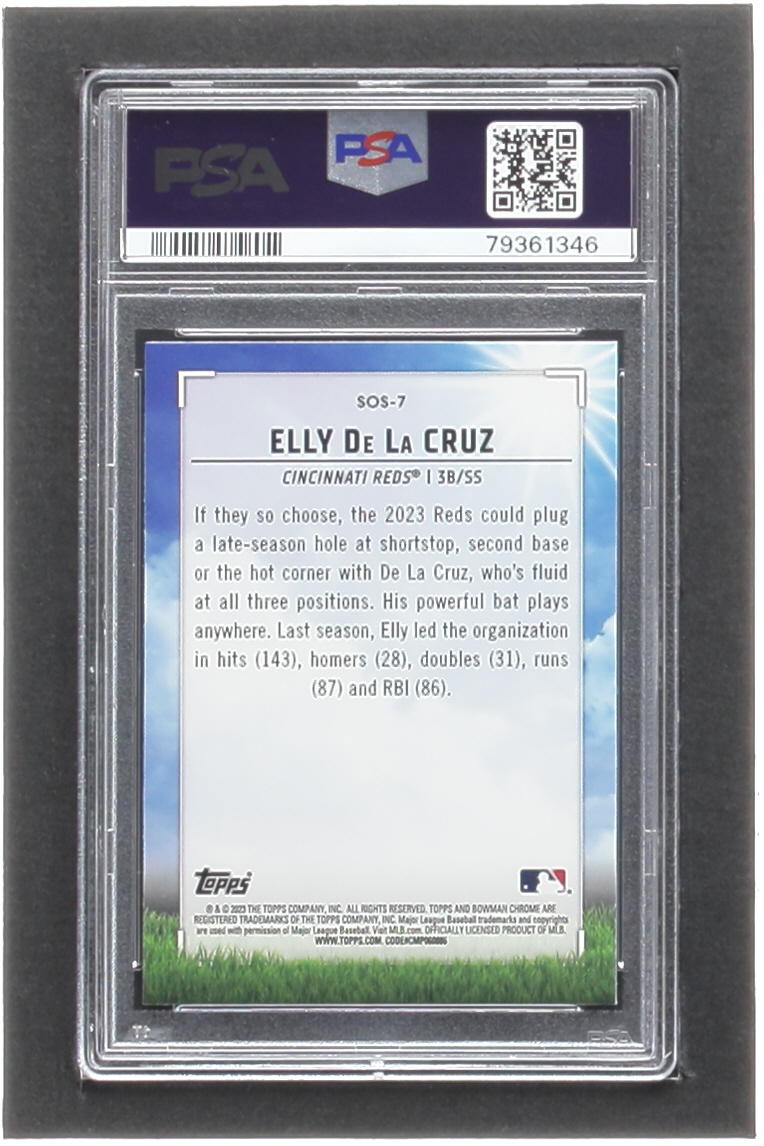 Elly De La Cruz 2023 Bowman Chrome Mega Box Sights on September #SOS7 RC (PSA 10) at PristineAuction.com Elly De La Cruz 2023 Bowman Chrome Mega Box Sights on September #SOS7 RC (PSA 10) at PristineAuction.com