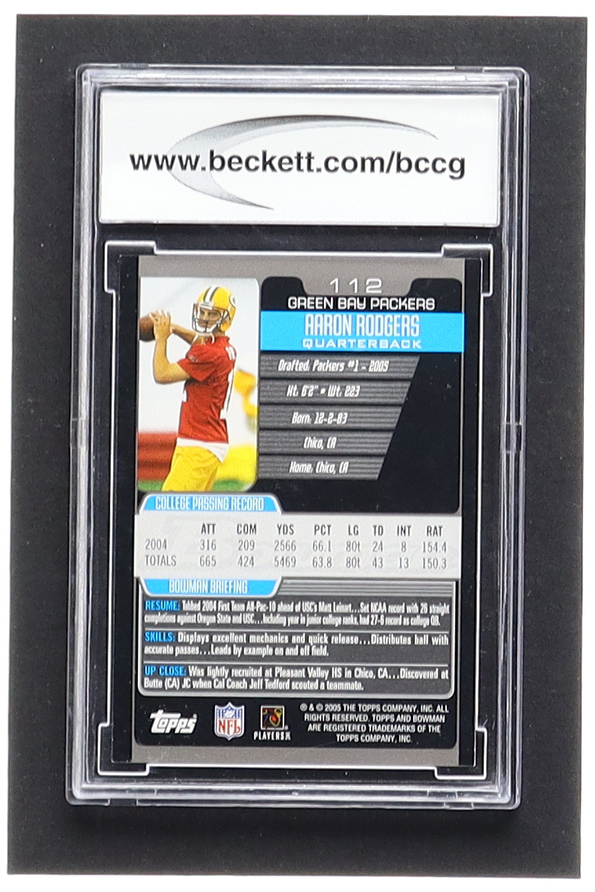 Aaron Rodgers 2005 Bowman #112 RC (BCCG 10) at PristineAuction.com Aaron Rodgers 2005 Bowman #112 RC (BCCG 10) at PristineAuction.com