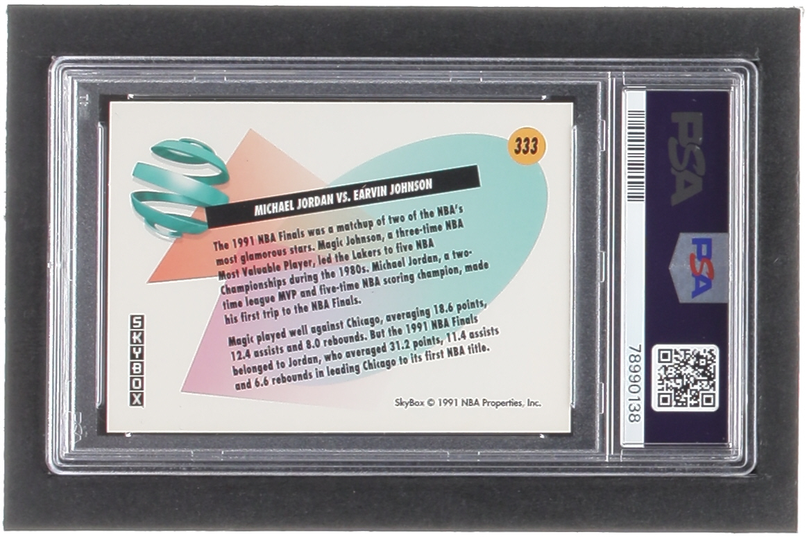 Magic Johnson / Michael Jordan 1991-92 SkyBox #333 FIN (PSA 9) at PristineAuction.com Magic Johnson / Michael Jordan 1991-92 SkyBox #333 FIN (PSA 9) at PristineAuction.com
