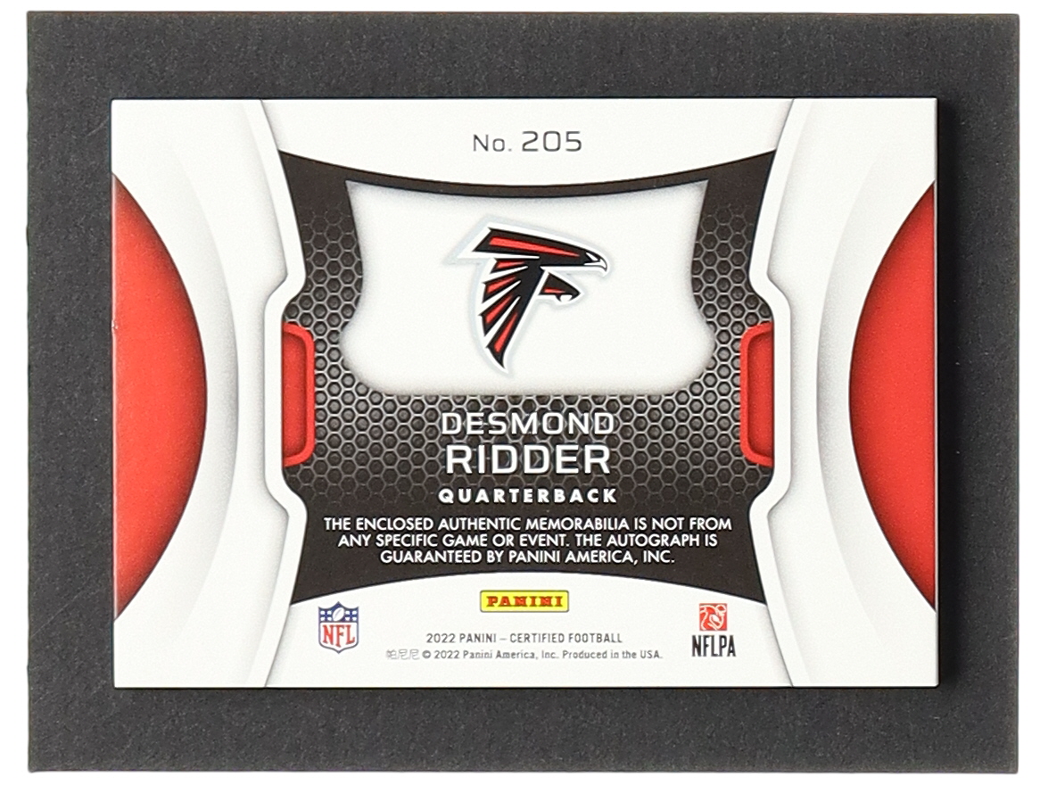 Desmond Ridder 2022 Certified Mirror Red #205 JSY AU RC #31/50 at PristineAuction.com Desmond Ridder 2022 Certified Mirror Red #205 JSY AU RC #31/50 at PristineAuction.com