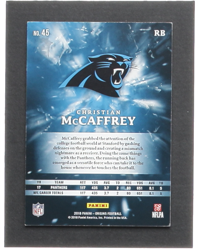 Christian McCaffrey 2018 Panini Origins Orange #45 #107/175 at PristineAuction.com Christian McCaffrey 2018 Panini Origins Orange #45 #107/175 at PristineAuction.com