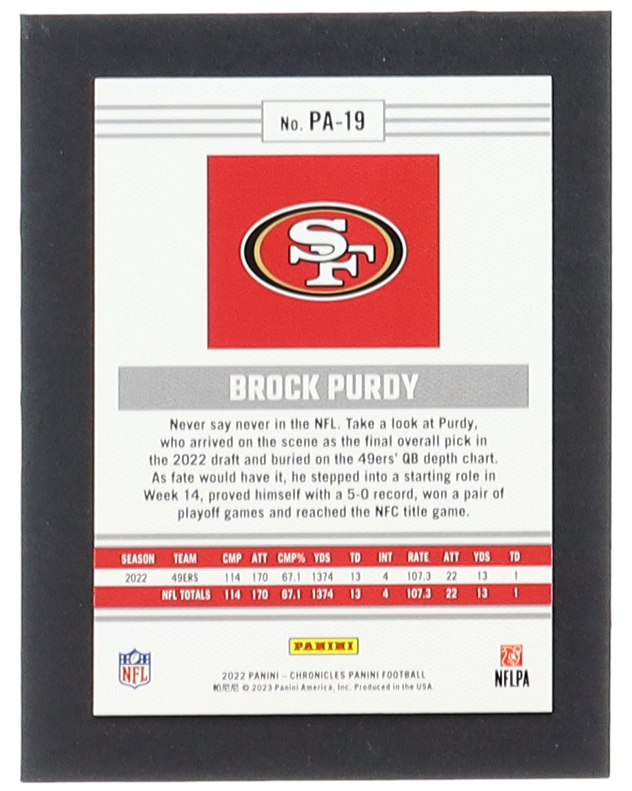 Brock Purdy 2022 Panini Chronicles Panini #19 RC at PristineAuction.com Brock Purdy 2022 Panini Chronicles Panini #19 RC at PristineAuction.com