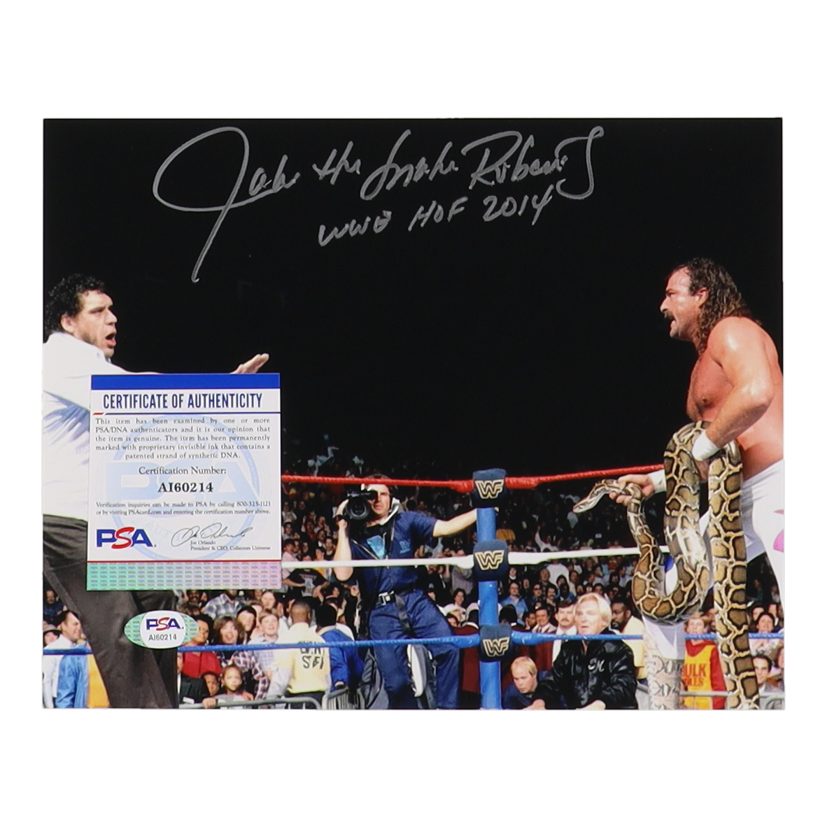 Jake "The Snake" Roberts Signed WWE 8x10 Photo Inscribed "WWE HOF 2014" (PSA) at PristineAuction.com Jake "The Snake" Roberts Signed WWE 8x10 Photo Inscribed "WWE HOF 2014" (PSA) at PristineAuction.com