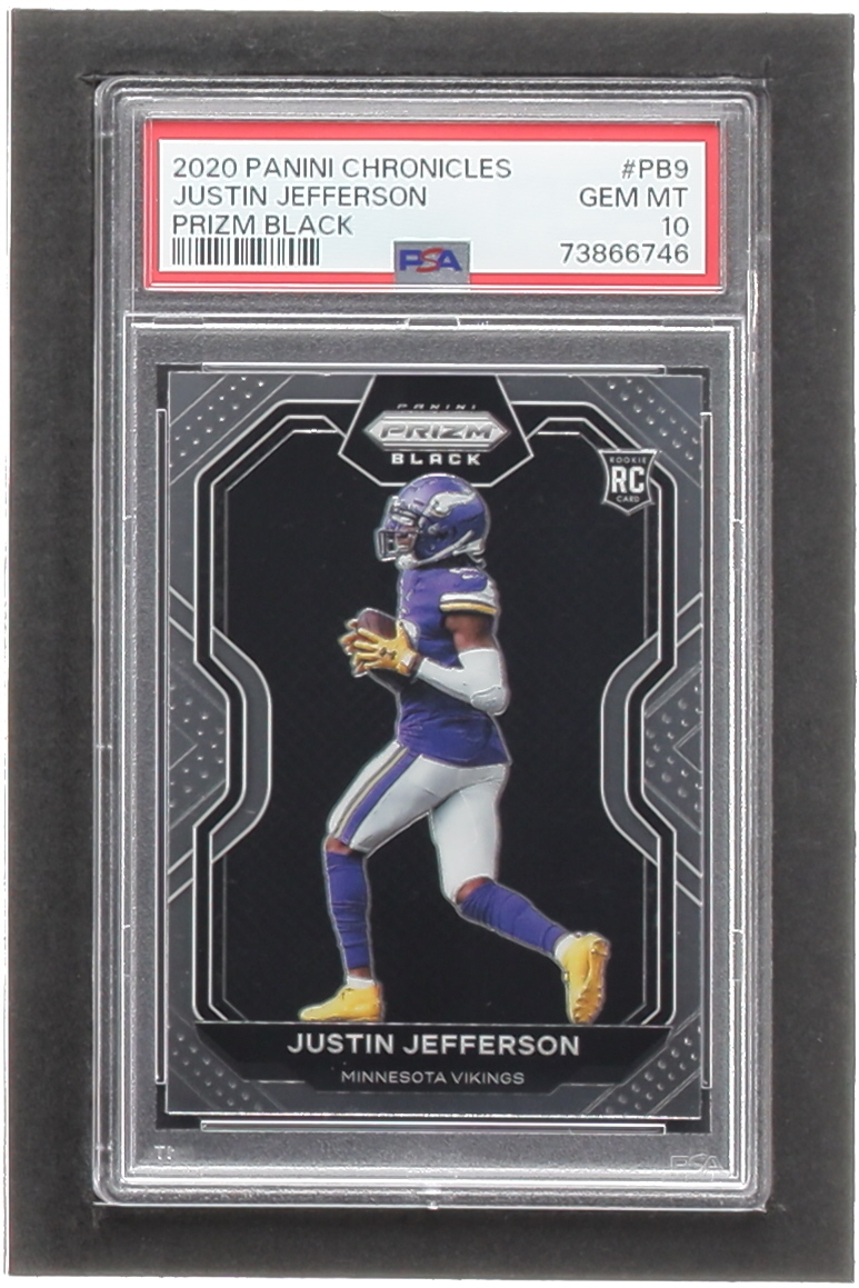 Justin Jefferson 2020 Panini Prizm Black #9 RC (PSA 10) at PristineAuction.com Justin Jefferson 2020 Panini Prizm Black #9 RC (PSA 10) at PristineAuction.com
