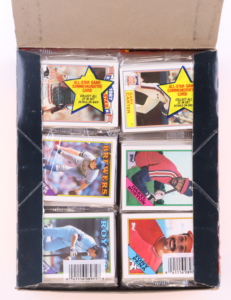 1987 Topps Sports Picture Cards Box with (24) Rack Packs at PristineAuction.com 1987 Topps Sports Picture Cards Box with (24) Rack Packs at PristineAuction.com