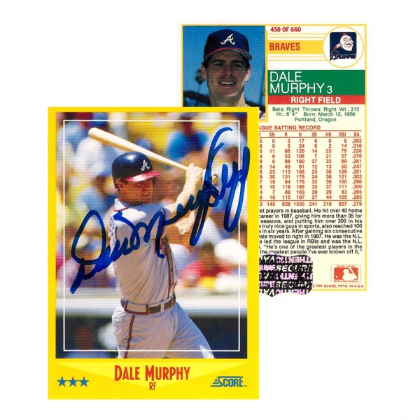 Dale Murphy Signed 1988 Score #450 (Murphy) at PristineAuction.com Dale Murphy Signed 1988 Score #450 (Murphy) at PristineAuction.com