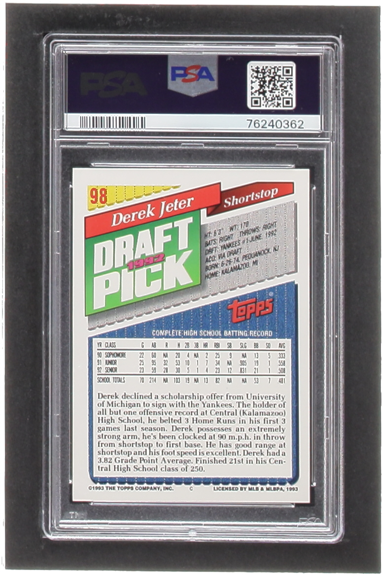Derek Jeter 1993 Topps #98 RC (PSA 8) at PristineAuction.com Derek Jeter 1993 Topps #98 RC (PSA 8) at PristineAuction.com