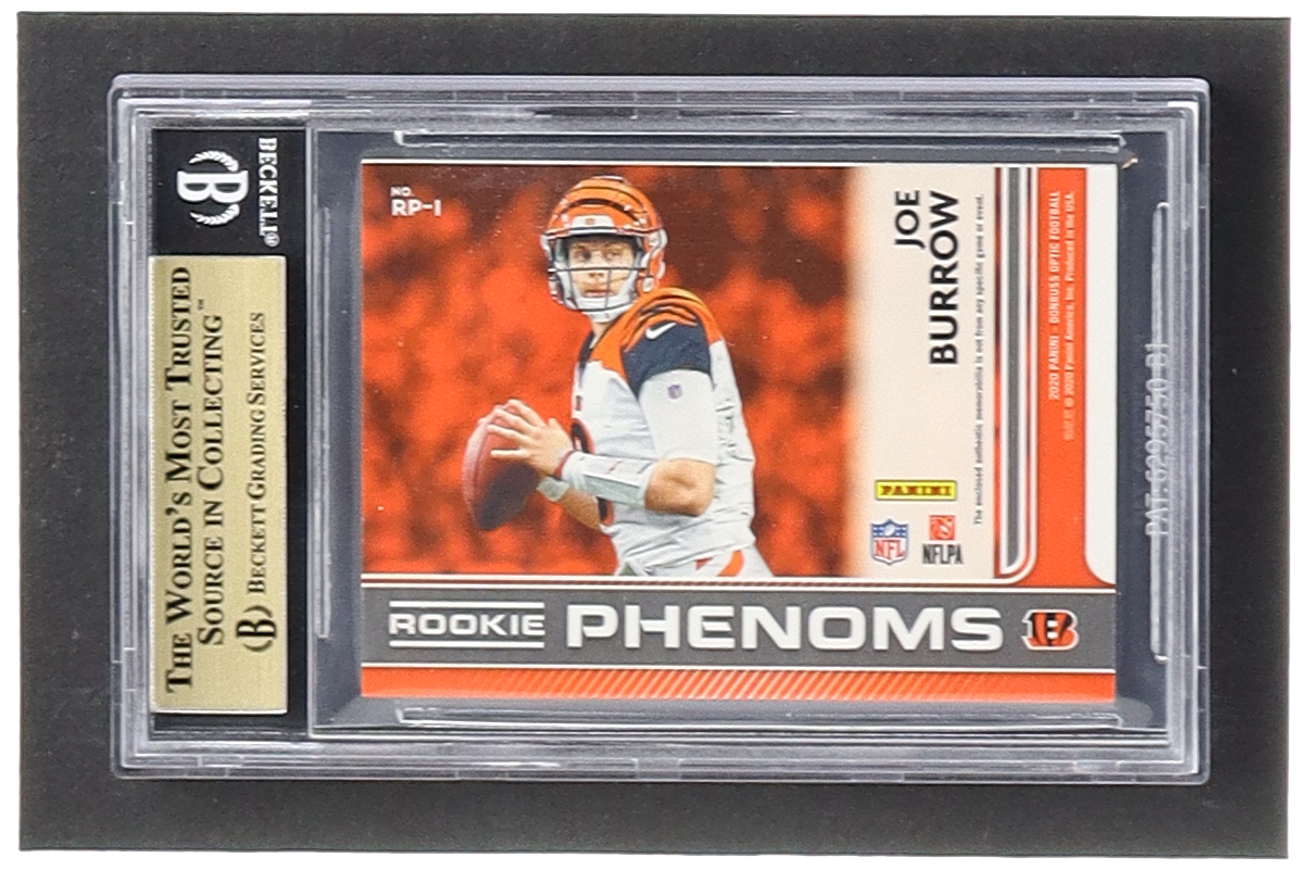 Joe Burrow 2020 Donruss Optic Rookie Phenoms Jerseys Horizontal Blue Hyper #1 RC (BGS 9.5) at PristineAuction.com Joe Burrow 2020 Donruss Optic Rookie Phenoms Jerseys Horizontal Blue Hyper #1 RC (BGS 9.5) at PristineAuction.com