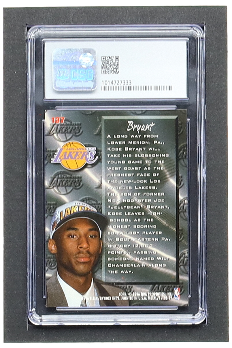 Kobe Bryant 1996-97 Fleer Metal Fresh Foundation #137 RC (CSG 9) at PristineAuction.com Kobe Bryant 1996-97 Fleer Metal Fresh Foundation #137 RC (CSG 9) at PristineAuction.com
