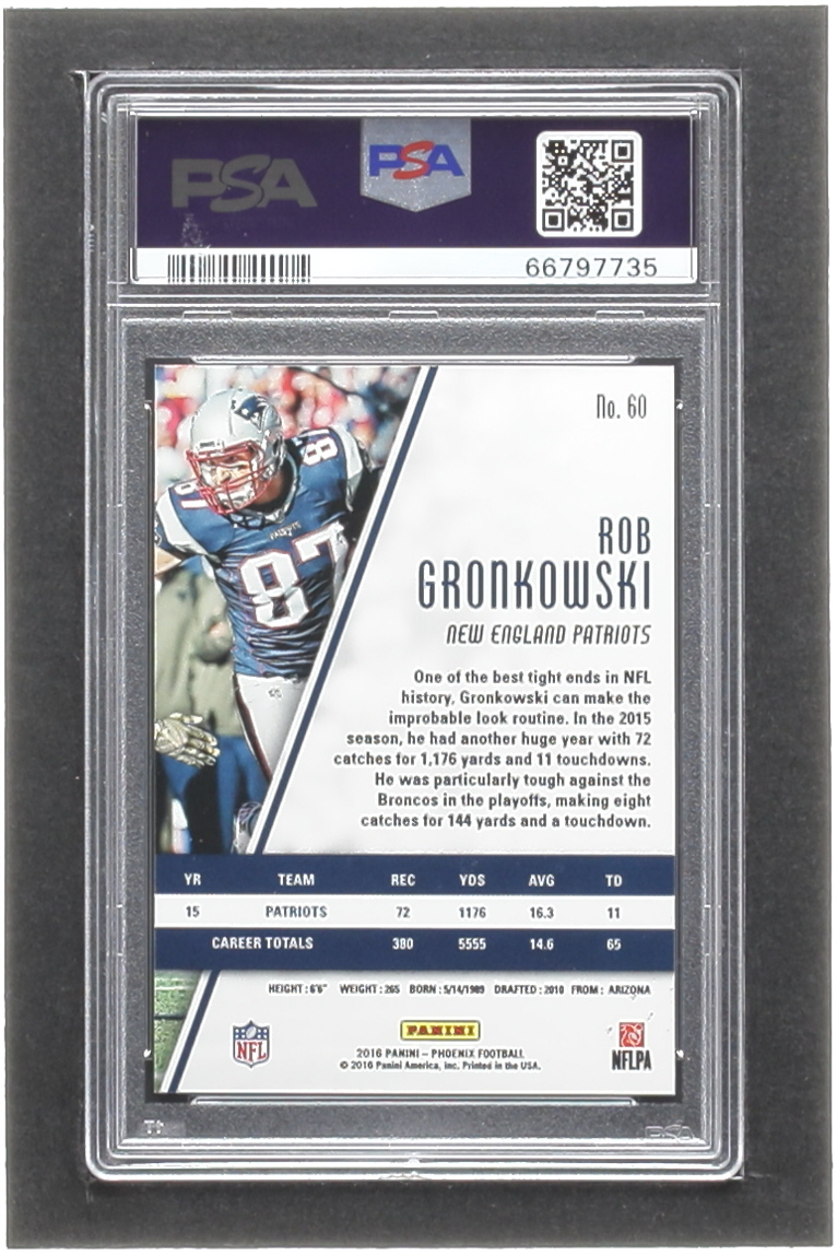 Rob Gronkowski 2016 Panini Phoenix Red #60 (PSA 10) at PristineAuction.com Rob Gronkowski 2016 Panini Phoenix Red #60 (PSA 10) at PristineAuction.com