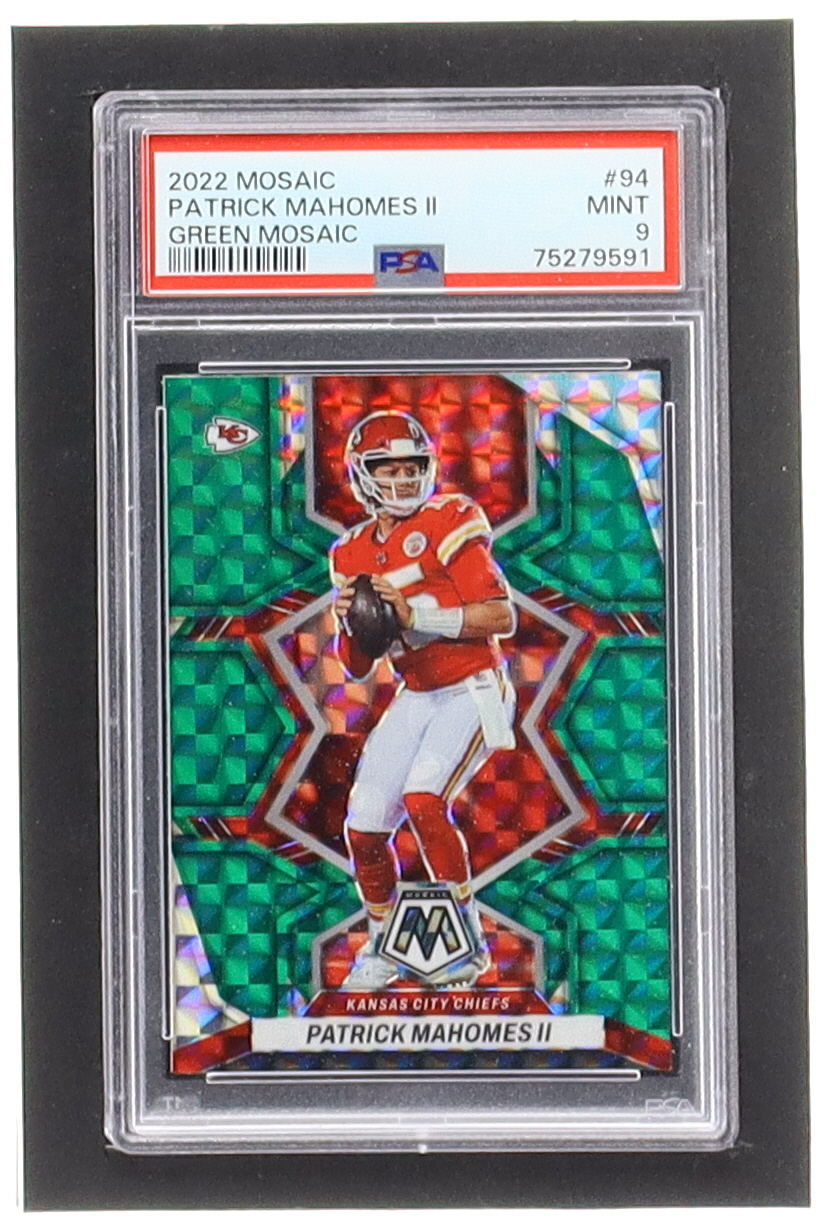Patrick Mahomes II 2022 Panini Mosaic Mosaic Green #94 (PSA 9) at PristineAuction.com Patrick Mahomes II 2022 Panini Mosaic Mosaic Green #94 (PSA 9) at PristineAuction.com