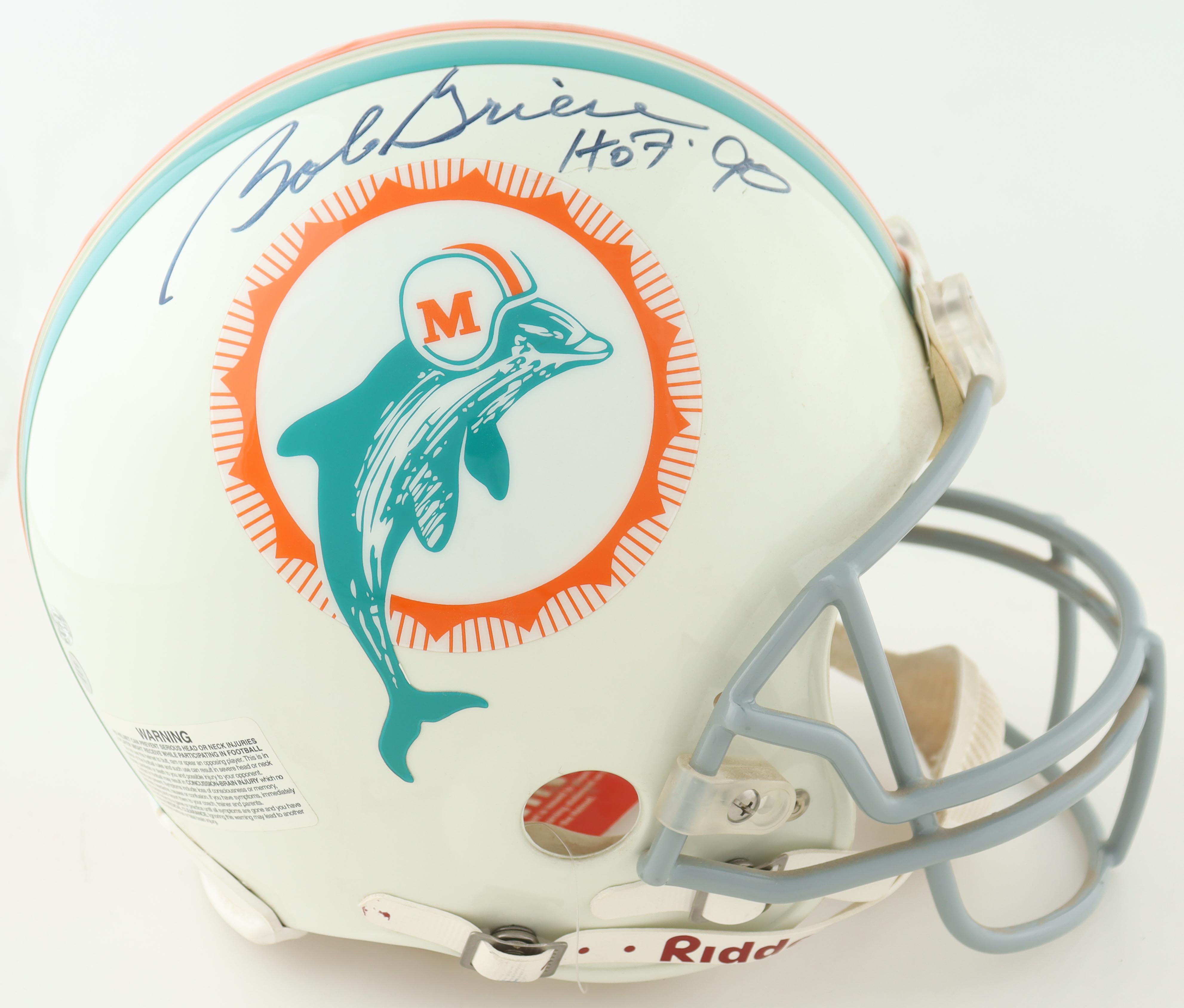 Bob Griese Signed Dolphins Throwback Full-Size Helmet Inscribed "HOF 90" (Bob Griese) at PristineAuction.com Bob Griese Signed Dolphins Throwback Full-Size Helmet Inscribed "HOF 90" (Bob Griese) at PristineAuction.com