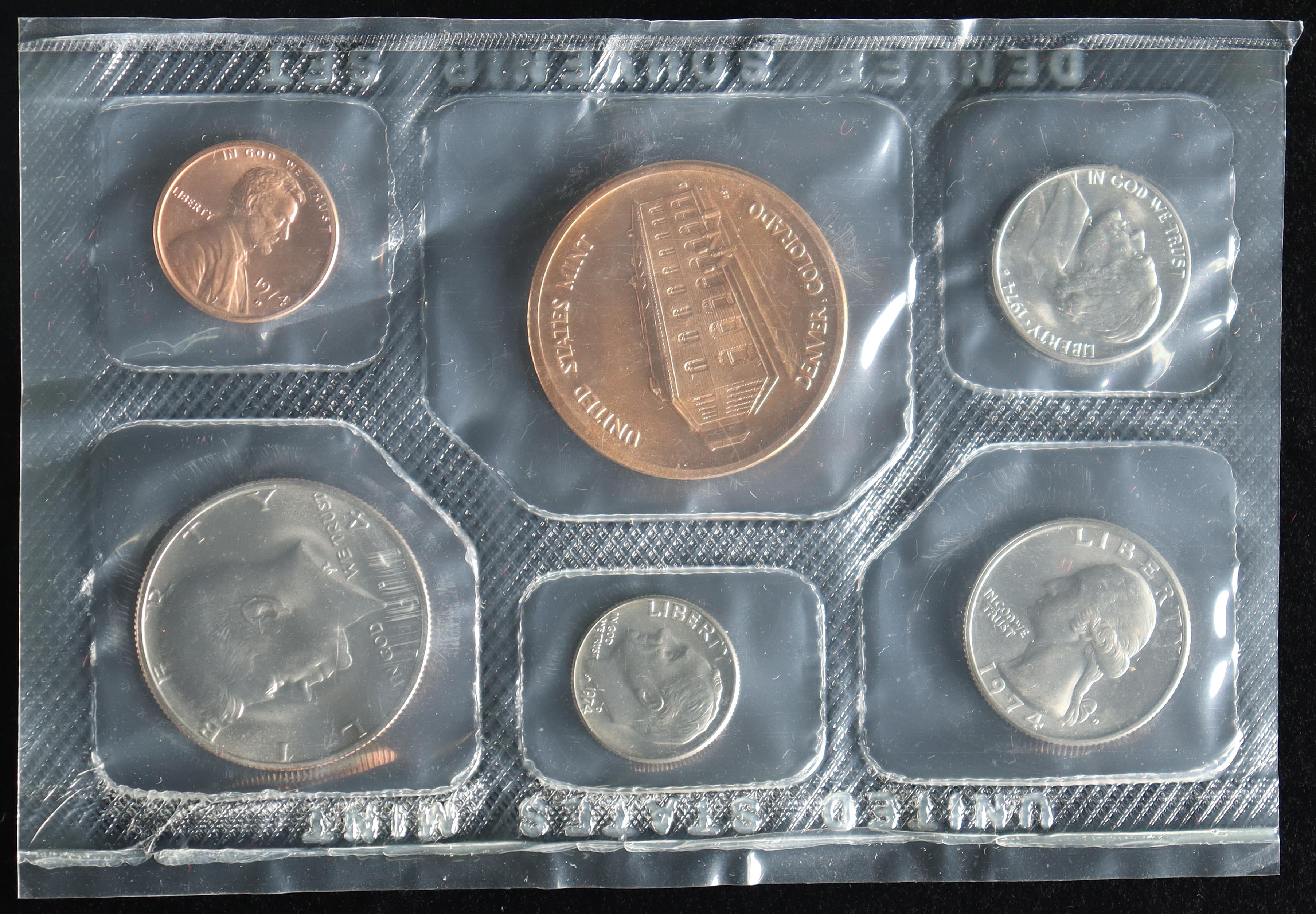 1974-D Uncirculated Denver Mint Souvenir (5) Coin Set at PristineAuction.com 1974-D Uncirculated Denver Mint Souvenir (5) Coin Set at PristineAuction.com