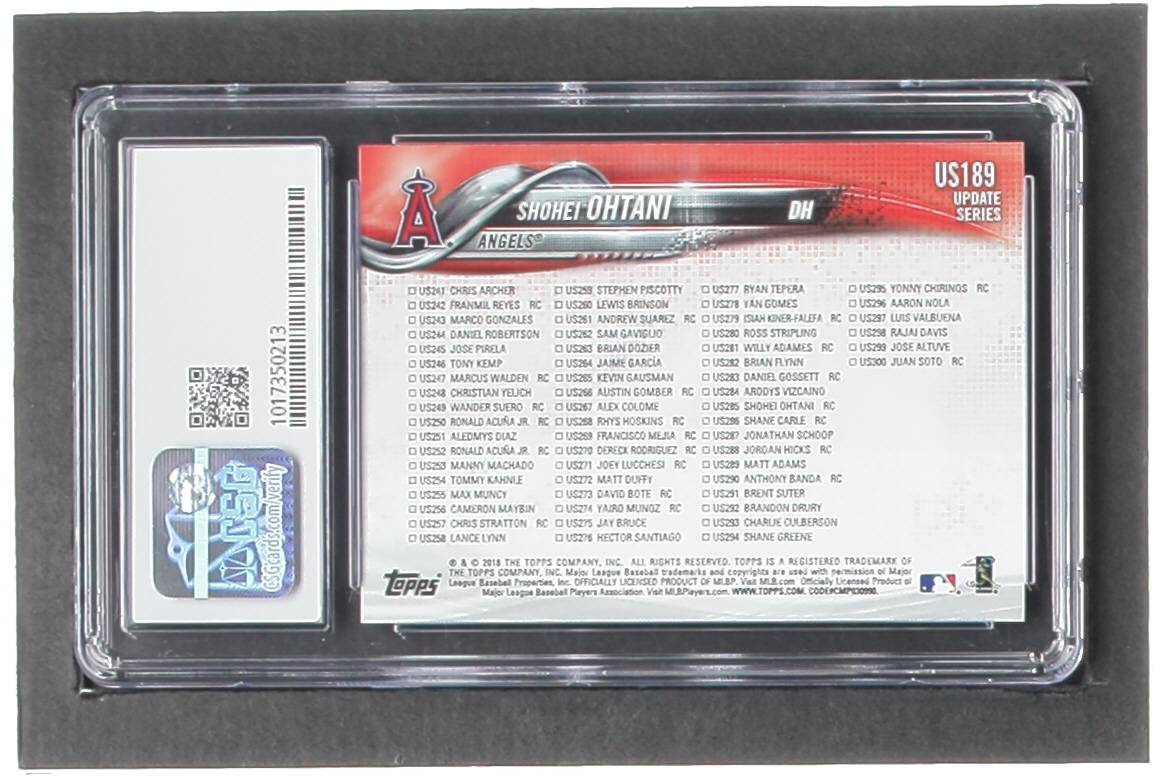 Shohei Ohtani 2018 Topps Update #US189 HL RC (CSG 10) at PristineAuction.com Shohei Ohtani 2018 Topps Update #US189 HL RC (CSG 10) at PristineAuction.com