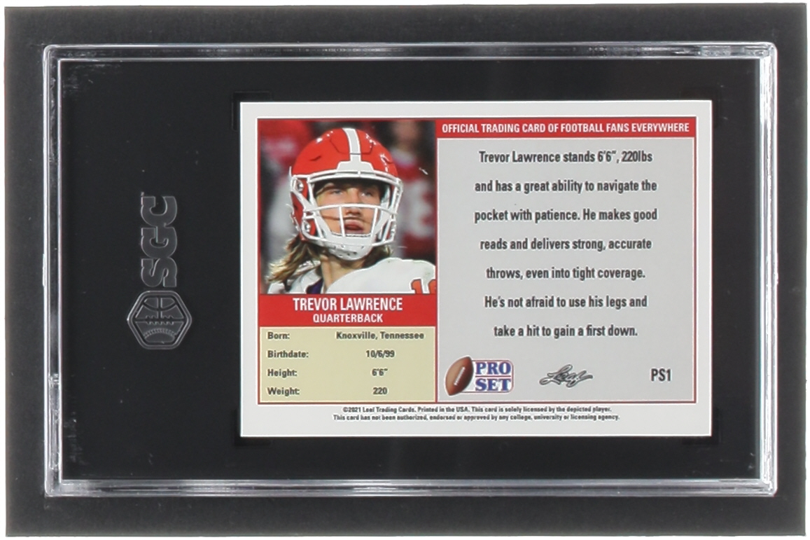 Trevor Lawrence 2021 Leaf Pro Set #PS1A RC (SGC 9.5) at PristineAuction.com Trevor Lawrence 2021 Leaf Pro Set #PS1A RC (SGC 9.5) at PristineAuction.com