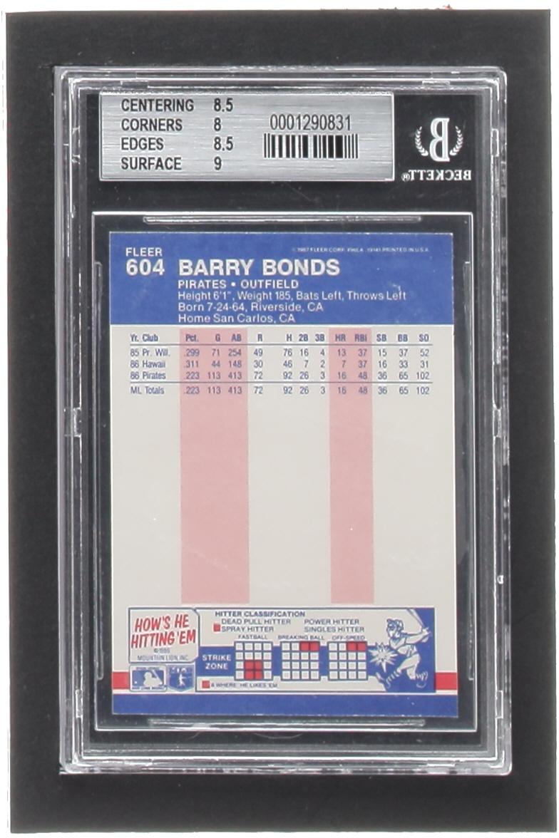 Barry Bonds 1987 Fleer Glossy #604 RC (BGS 8.5) at PristineAuction.com Barry Bonds 1987 Fleer Glossy #604 RC (BGS 8.5) at PristineAuction.com