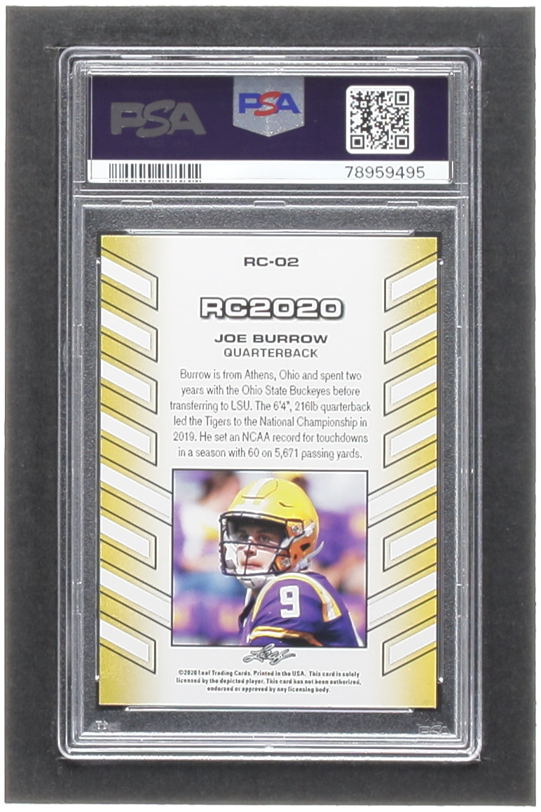 Joe Burrow 2020 Leaf Special Release RC Year #RC02 RC (PSA 10) at PristineAuction.com Joe Burrow 2020 Leaf Special Release RC Year #RC02 RC (PSA 10) at PristineAuction.com