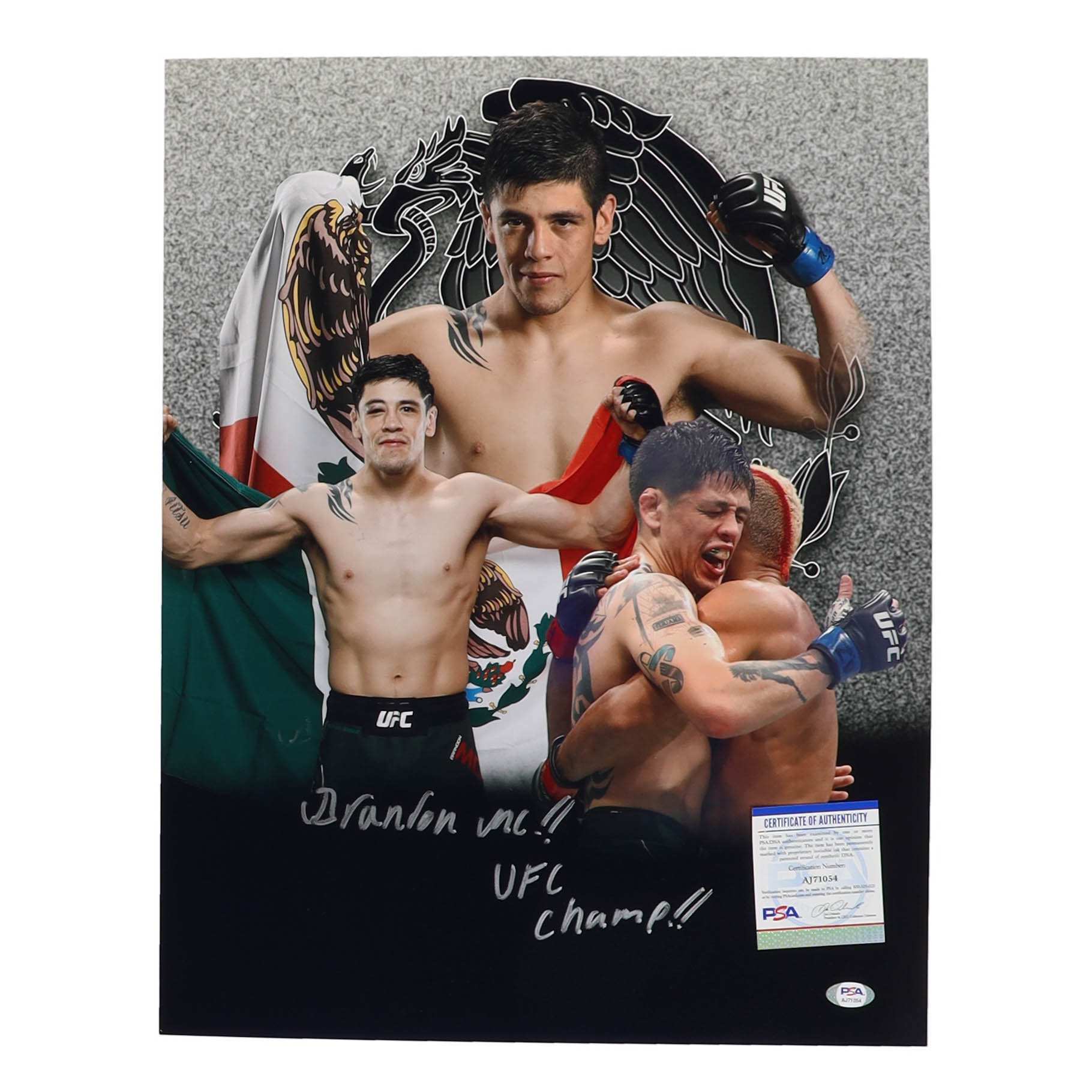 Brandon Moreno Signed UFC 16x20 Photo Inscribed "UFC Champ" (PSA) at PristineAuction.com Brandon Moreno Signed UFC 16x20 Photo Inscribed "UFC Champ" (PSA) at PristineAuction.com