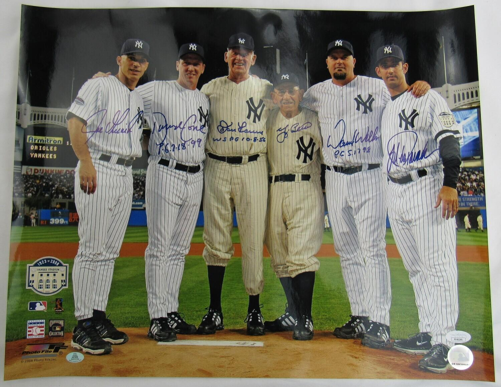 Yankees Perfect Game 16x20 Photo Signed By (6) with Yogi Berra, David ...