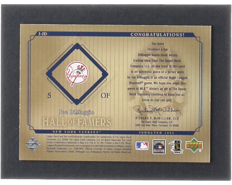 Joe DiMaggio 2001 Upper Deck Hall of Famers Game Jersey #JJD