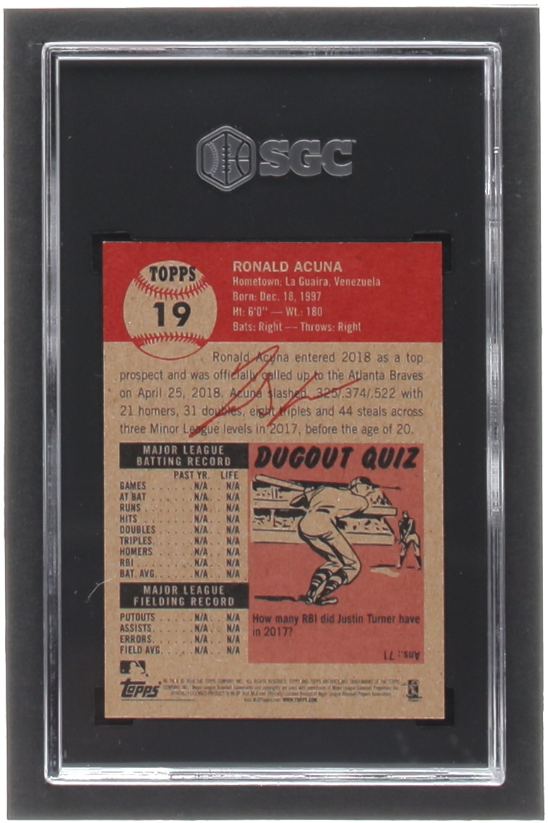 Ronald Acuna Jr. 2018 Topps Living #19 RC (SGC 9.5) at PristineAuction.com Ronald Acuna Jr. 2018 Topps Living #19 RC (SGC 9.5) at PristineAuction.com