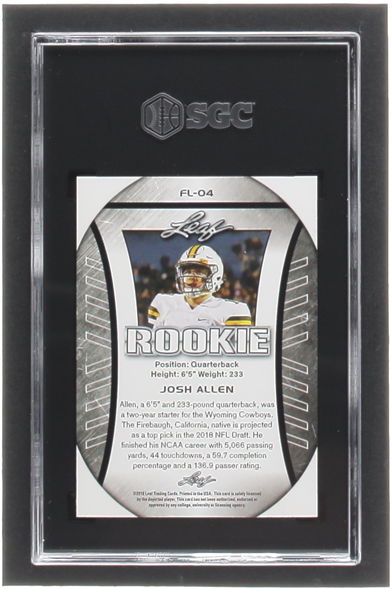 Josh Allen 2018 Leaf Special Release Rookie Exclusive Flag #FL04 RC (SGC 10) at PristineAuction.com Josh Allen 2018 Leaf Special Release Rookie Exclusive Flag #FL04 RC (SGC 10) at PristineAuction.com