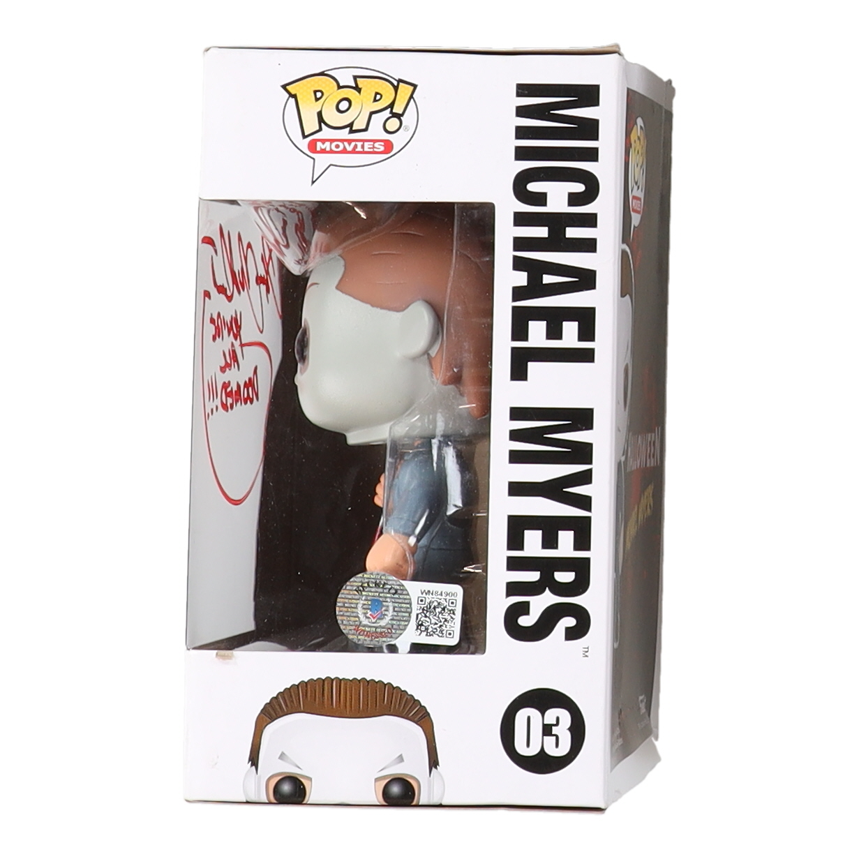 James Jude Courtney Signed "Halloween" #03 Michael Myers Funko Pop! Vinyl Figure Inscribed "You're All Doomed!!!" (Beckett) at PristineAuction.com James Jude Courtney Signed "Halloween" #03 Michael Myers Funko Pop! Vinyl Figure Inscribed "You're All Doomed!!!" (Beckett) at PristineAuction.com