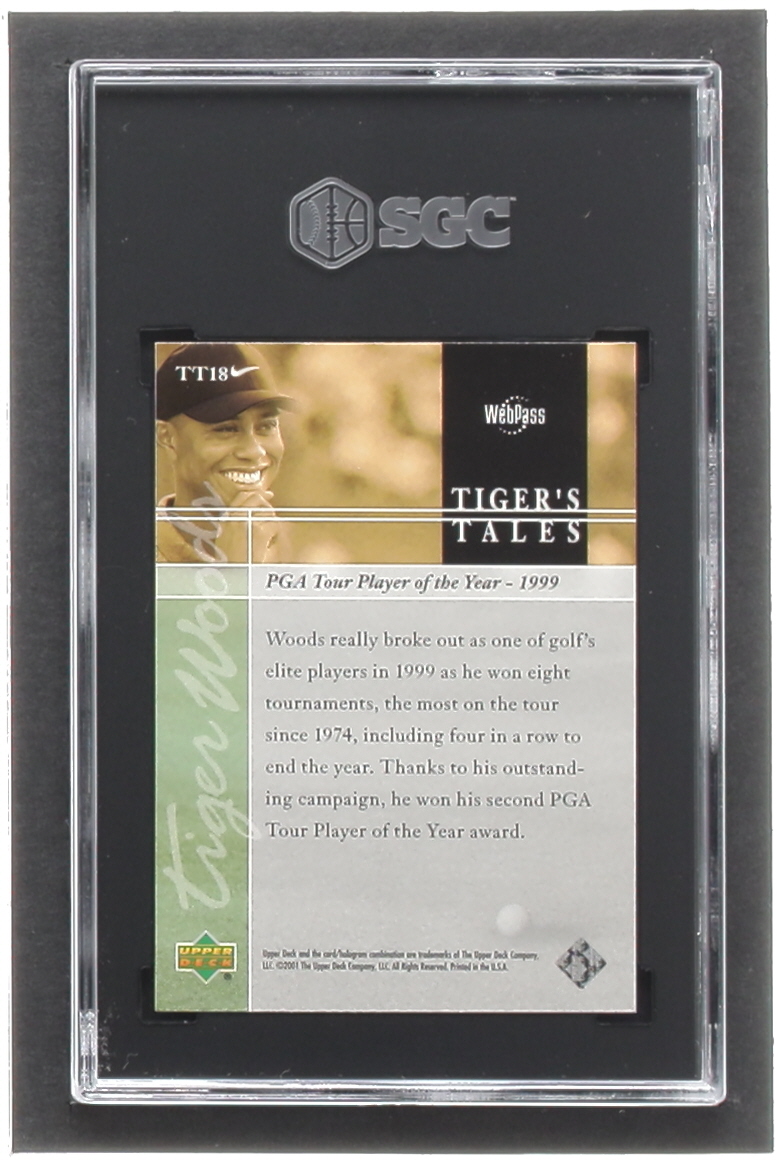 Tiger Woods 2001 Upper Deck Tiger's Tales #TT18 RC (SGC 9.5) at PristineAuction.com Tiger Woods 2001 Upper Deck Tiger's Tales #TT18 RC (SGC 9.5) at PristineAuction.com