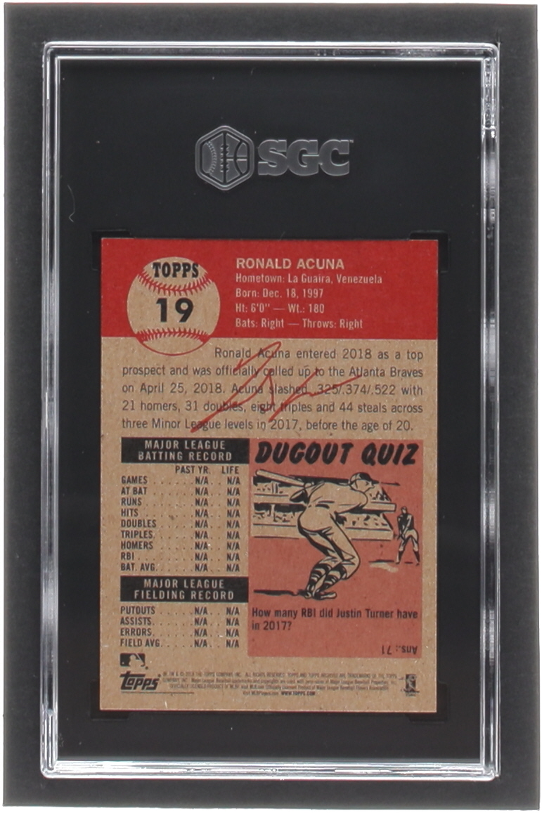 Ronald Acuna Jr. 2018 Topps Living #19 RC (SGC 9.5) at PristineAuction.com Ronald Acuna Jr. 2018 Topps Living #19 RC (SGC 9.5) at PristineAuction.com