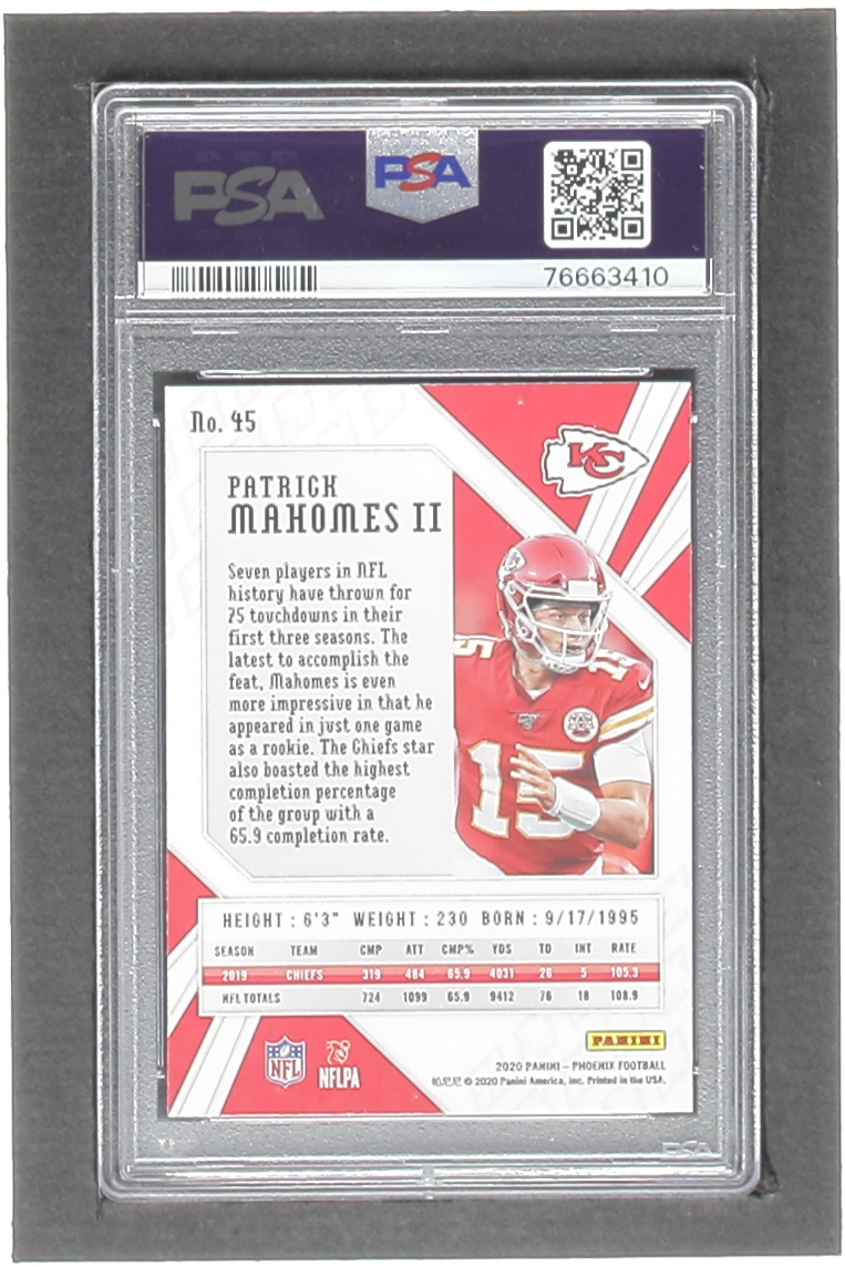 Patrick Mahomes II 2020 Panini Phoenix Fire Burst #45 (PSA 9) at PristineAuction.com Patrick Mahomes II 2020 Panini Phoenix Fire Burst #45 (PSA 9) at PristineAuction.com