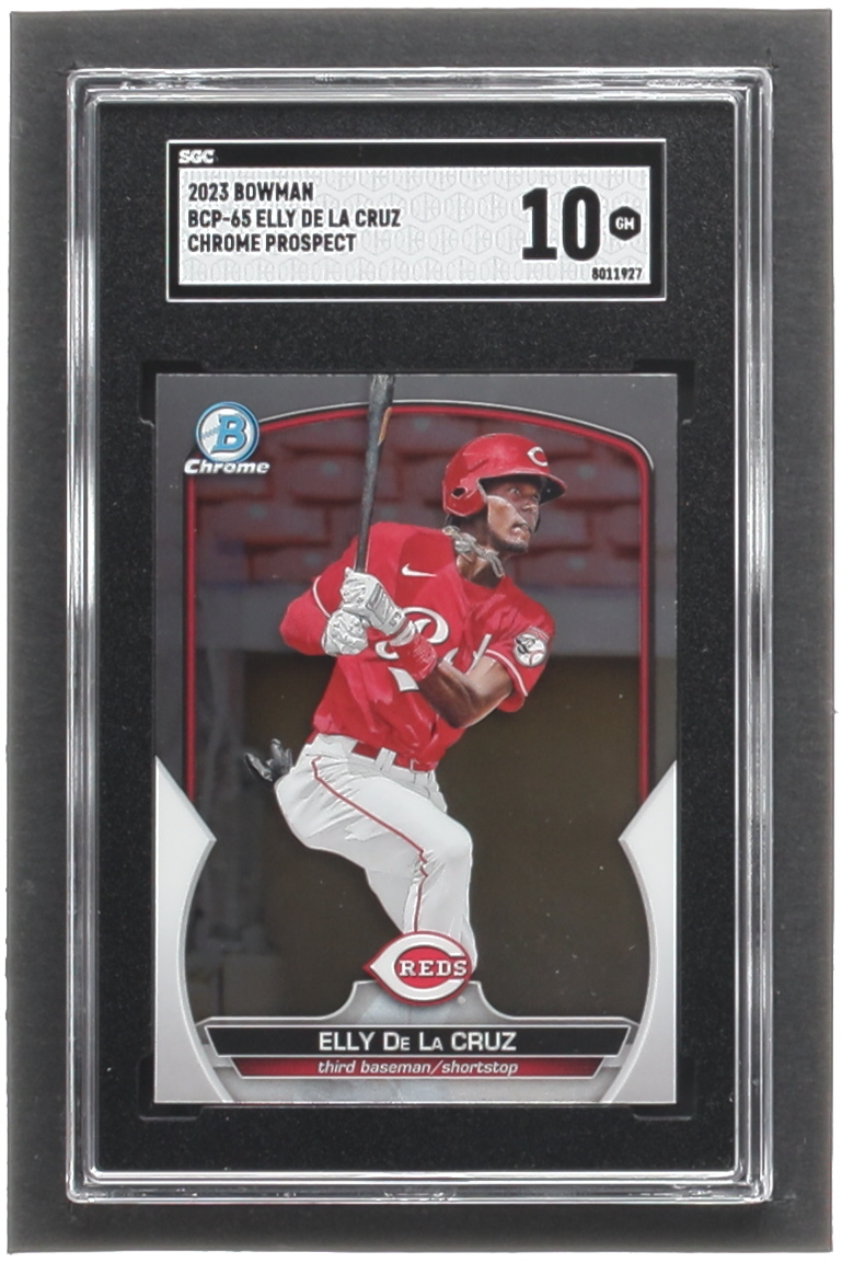 Elly De La Cruz 2023 Bowman Chrome Prospects #BCP65 RC (SGC 10) at PristineAuction.com Elly De La Cruz 2023 Bowman Chrome Prospects #BCP65 RC (SGC 10) at PristineAuction.com
