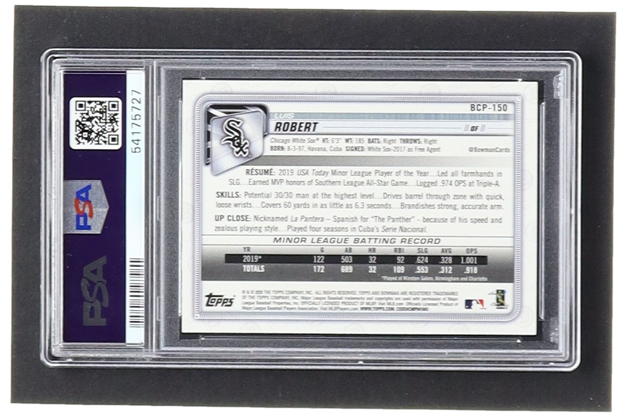 Luis Robert 2020 Bowman Chrome Sapphire Prospects #BCP150 RC (PSA 10) at PristineAuction.com Luis Robert 2020 Bowman Chrome Sapphire Prospects #BCP150 RC (PSA 10) at PristineAuction.com