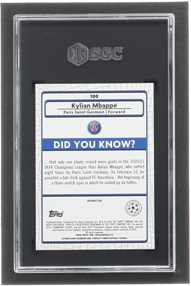 Kylian Mpabbe 2021-22 Merlin UEFA Champions League Refractors #100 (SGC 9.5) at PristineAuction.com Kylian Mpabbe 2021-22 Merlin UEFA Champions League Refractors #100 (SGC 9.5) at PristineAuction.com