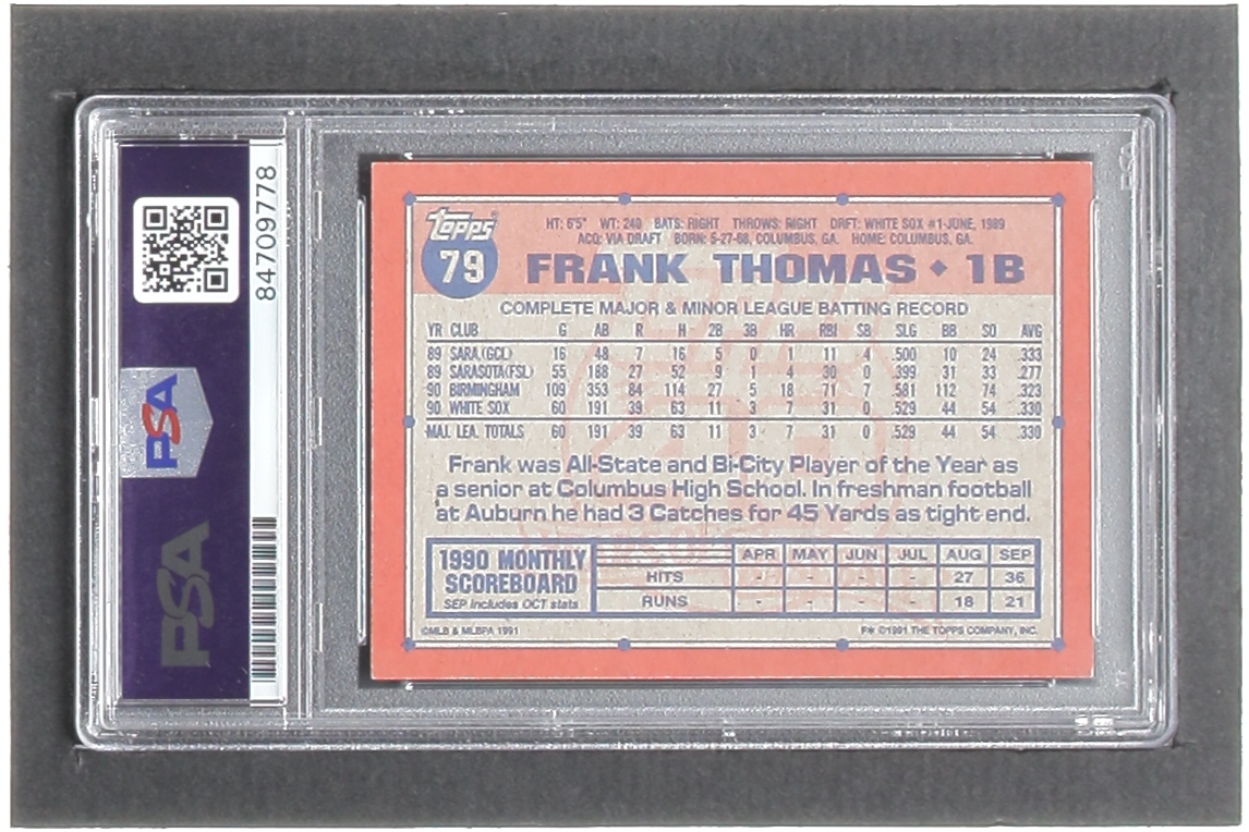 Frank Thomas Signed 1991 Topps #79 (PSA) at PristineAuction.com Frank Thomas Signed 1991 Topps #79 (PSA) at PristineAuction.com