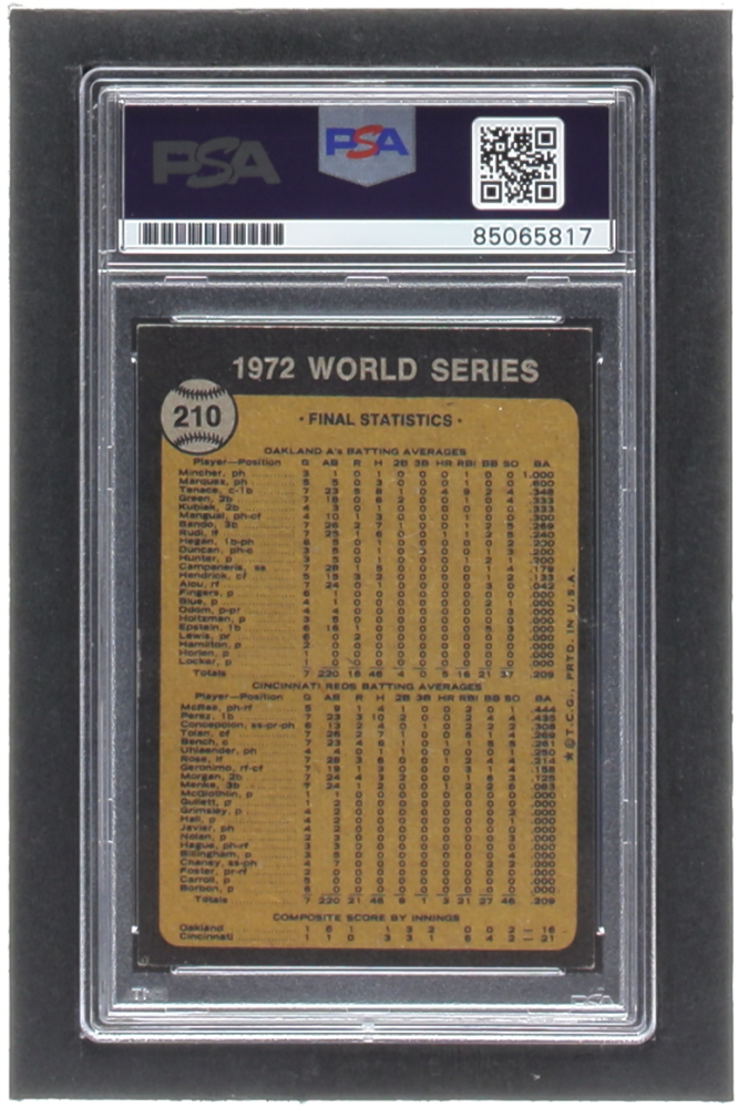 Reggie Jackson Signed 1973 Topps 210 World Series Summary World reggie-jackson-signed-1973-topps-210-world-series-summary-world